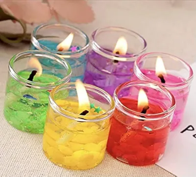  6 pcs Multi Color Jelly Candle Light Set 